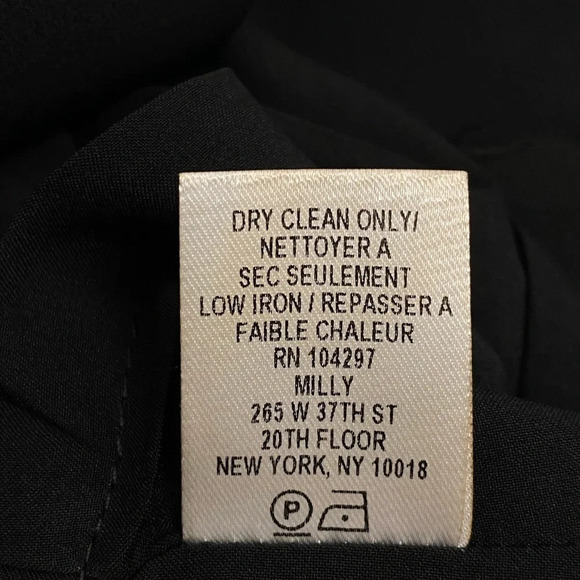 Milly Asymmetrical Ruffle Spaghetti Strap Black Dress Stretch Cocktail Size 0 - Picture 9 of 12